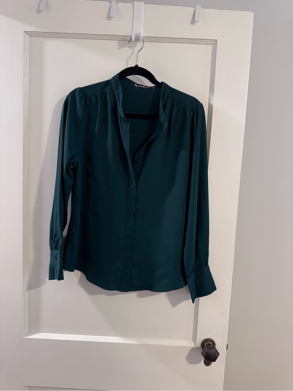 Allegra K Forest Green Button-Down Blouse
